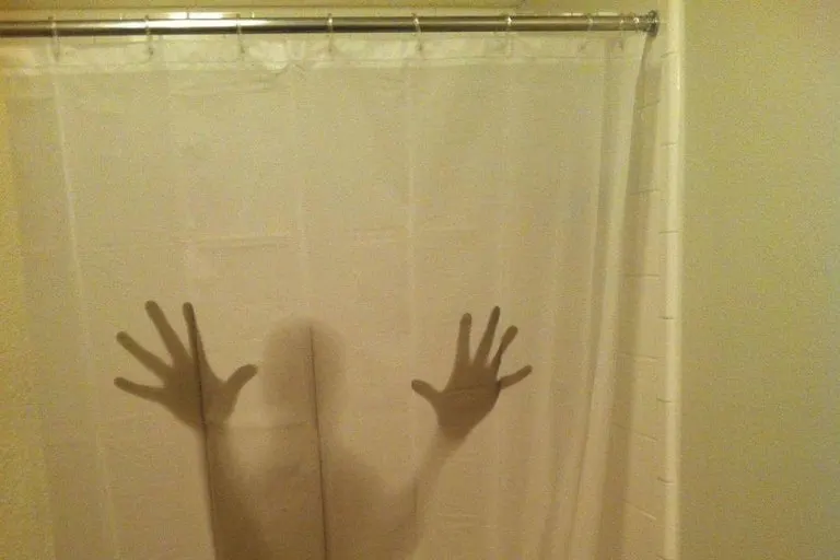 Shadowy Figure Scary Shower Curtain