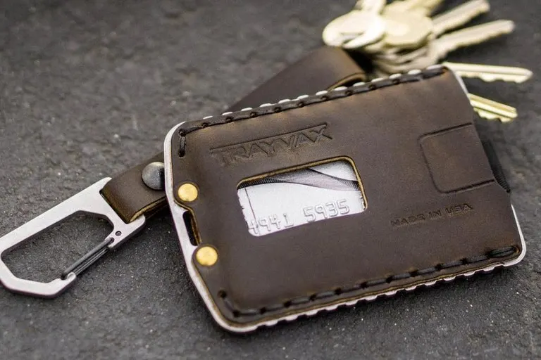 Trayvax Ascent Leather and Steel Wallet