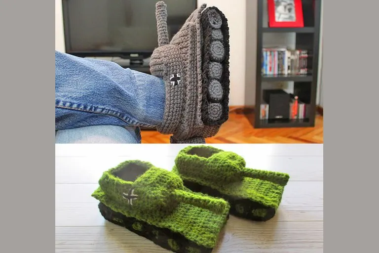 Handmade Crochet Tank Slippers