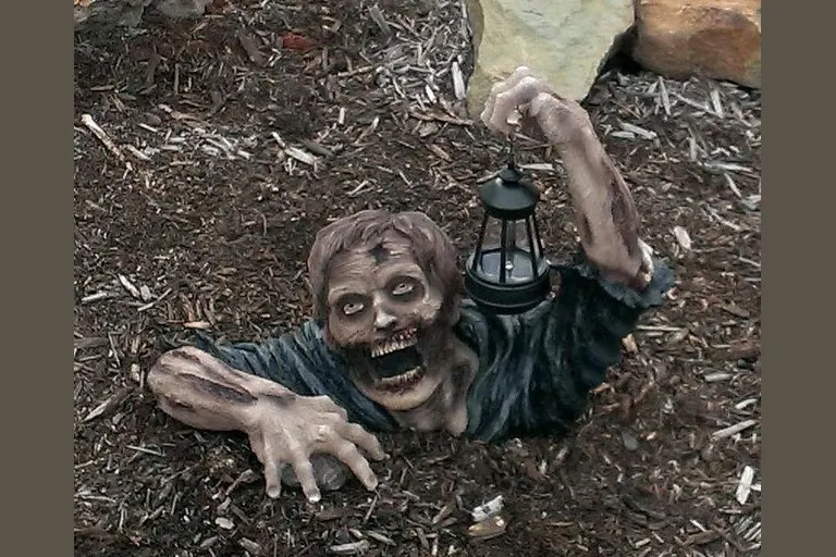 Solar-Powered Zombie Garden Statue