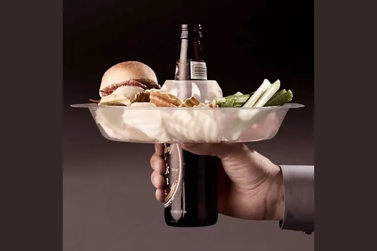 One-Handed Party Plate with Bottle Holder
