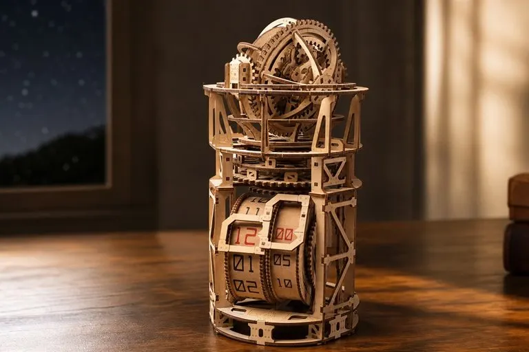 Wooden Tourbillon Table Clock Kit