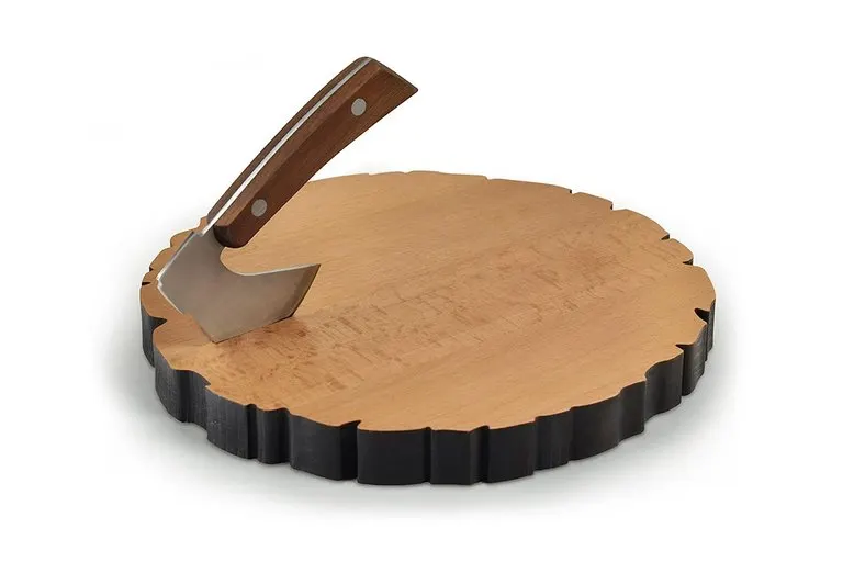 Cheese Log Cutting Board with Hatchet Knife