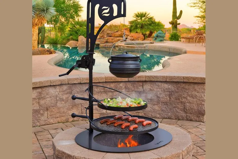 Breeo Tiered Campfire Grill and Kettle Winch