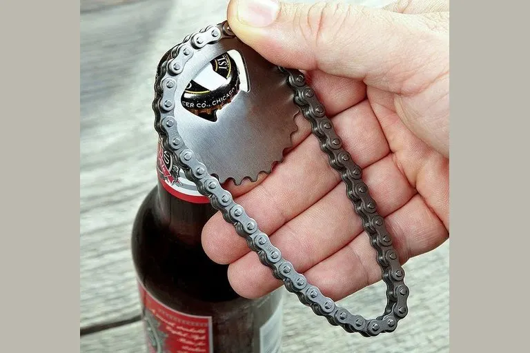 Recycled Bike Chain Bottle Opener