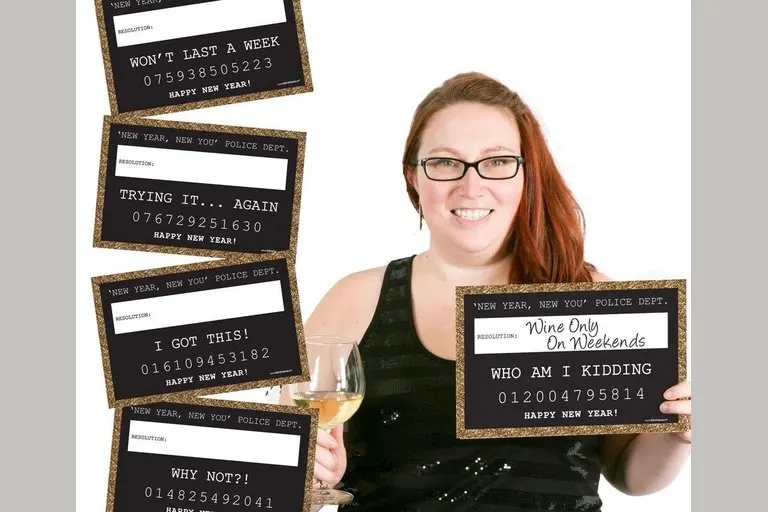 New Year's Resolution Mugshot Signs