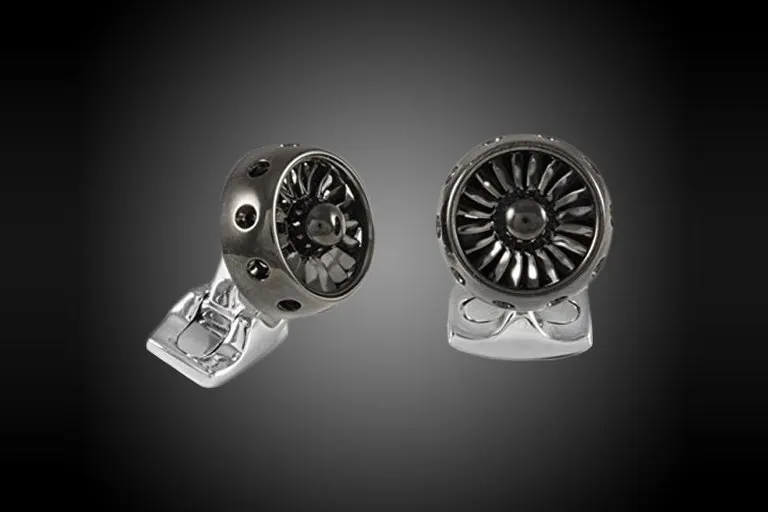 Spinning Jet Turbine Cufflinks