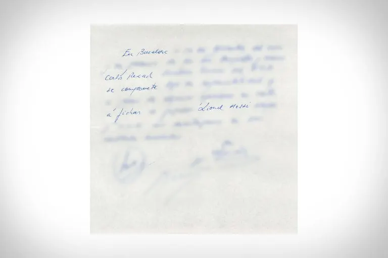 Lionel Messi's Barcelona Napkin Contract