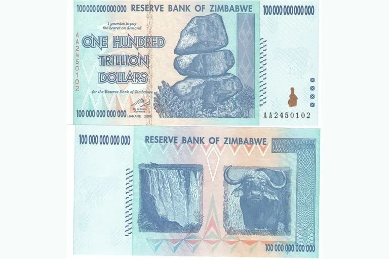 Zimbabwean 100 Trillion Dollar Banknote