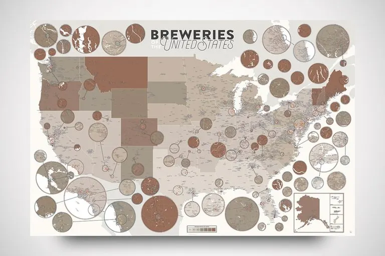 Breweries of the United States Cartographic Map