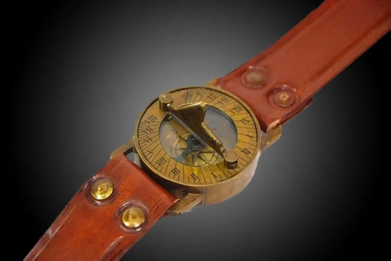 Steampunk Brass Sundial & Compass Watch