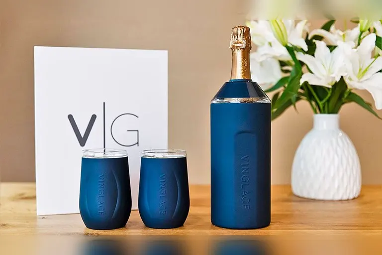 Vinglace Insulated Wine Bottle Chiller and Glass Set