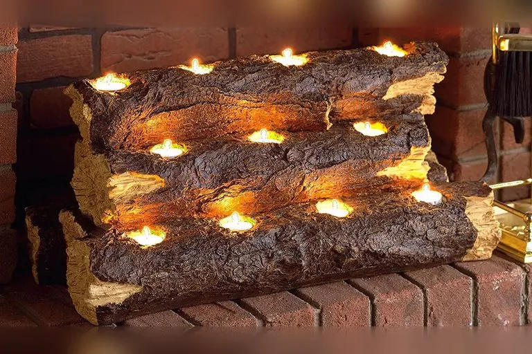 Tea Light Faux Fireplace Log