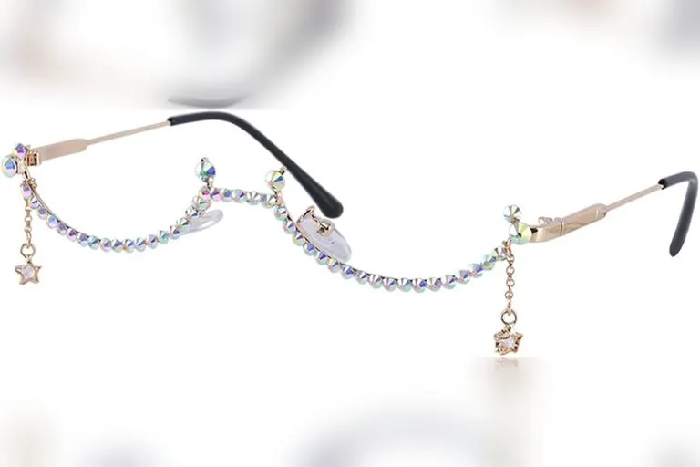 Half Frame Rhinestone Glasses