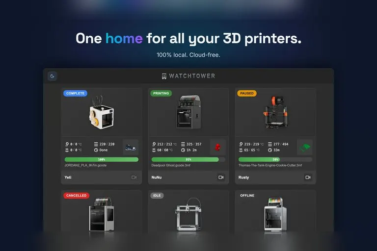 Watchtower 3D Printer Farm Dashboard