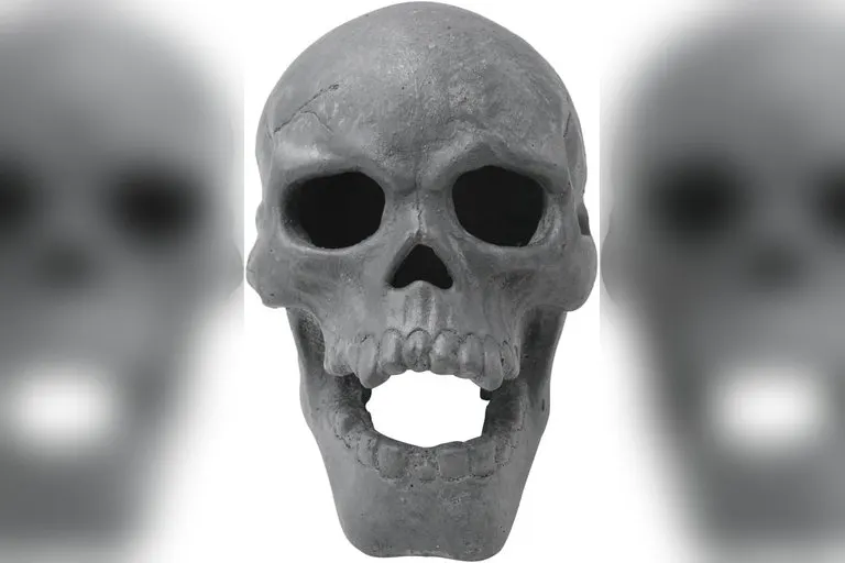 Steel-Reinforced Ceramic Human Skull Fire Pit Log