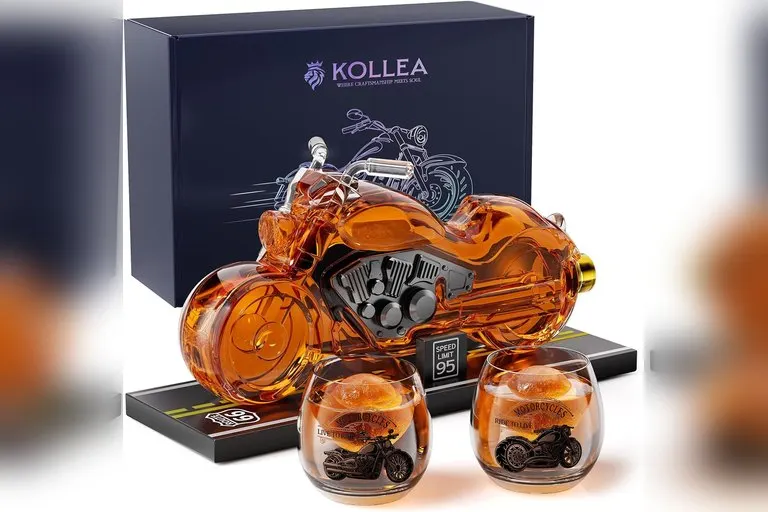Handblown Glass Motorcycle Decanter