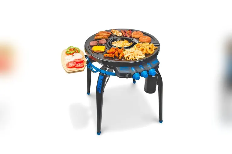 Portable Grill With Center Deep Fryer