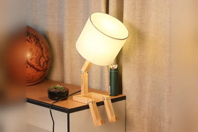 Posable Wooden Man Desk Lamp