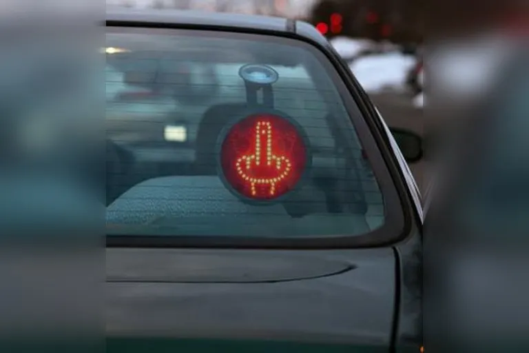 LED Car Message Display with Middle Finger